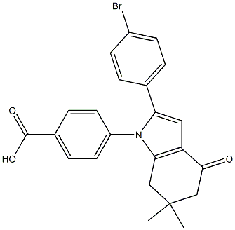 4-[2-(4-bromophenyl)-6,6-dimethyl-4-oxo-4,5,6,7-tetrahydro-1H-indol-1-yl]benzenecarboxylic acid Struktur