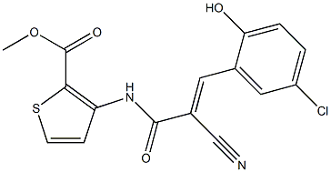 methyl 3-{[3-(5-chloro-2-hydroxyphenyl)-2-cyanoacryloyl]amino}thiophene-2-c arboxylate Struktur