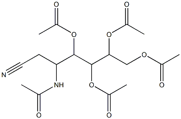 3-(acetylamino)-2-(acetyloxy)-4-cyano-1-[1,2-di(acetyloxy)ethyl]butyl acetate Struktur