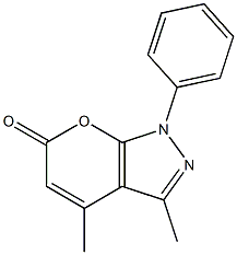 3,4-dimethyl-1-phenyl-1,6-dihydropyrano[2,3-c]pyrazol-6-one Struktur