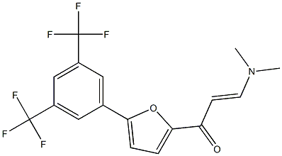 3-(dimethylamino)-1-{5-[3,5-di(trifluoromethyl)phenyl]-2-furyl}prop-2-en-1-one Struktur