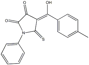 4-[hydroxy(4-methylphenyl)methylidene]-1-phenyl-5-thioxopyrrolidine-2,3-dione Struktur