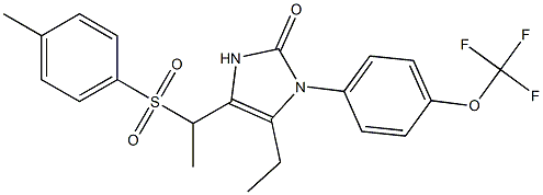 5-ethyl-4-{1-[(4-methylphenyl)sulfonyl]ethyl}-1-[4-(trifluoromethoxy)phenyl]-1,3-dihydro-2H-imidazol-2-one Struktur