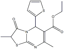 ethyl 2,7-dimethyl-3-oxo-5-(2-thienyl)-2,3-dihydro-5H-pyrimido[2,1-b][1,3]thiazole-6-carboxylate Struktur