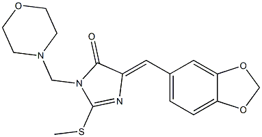 5-(1,3-benzodioxol-5-ylmethylene)-2-(methylsulfanyl)-3-(morpholinomethyl)-3,5-dihydro-4H-imidazol-4-one Struktur