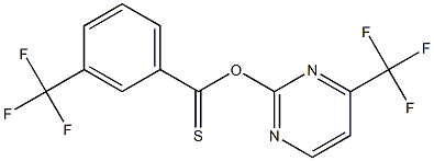 4-(trifluoromethyl)pyrimidin-2-yl 3-(trifluoromethyl)benzene-1-carbothioate Struktur