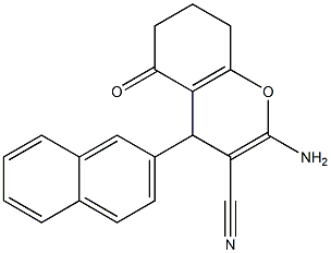 2-amino-4-(2-naphthyl)-5-oxo-5,6,7,8-tetrahydro-4H-chromene-3-carbonitrile Struktur