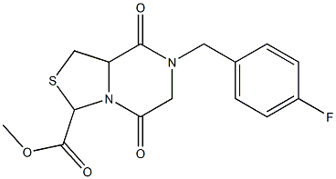 methyl 7-(4-fluorobenzyl)-5,8-dioxohexahydro[1,3]thiazolo[3,4-a]pyrazine-3-carboxylate Struktur