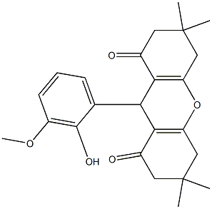 9-(2-hydroxy-3-methoxyphenyl)-3,3,6,6-tetramethyl-2,3,4,5,6,7,8,9-octahydro-1H-xanthene-1,8-dione Struktur