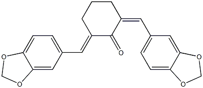 2,6-di(1,3-benzodioxol-5-ylmethylidene)cyclohexan-1-one Struktur