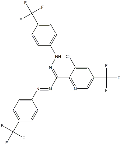 [3-chloro-5-(trifluoromethyl)-2-pyridinyl]{2-[4-(trifluoromethyl)phenyl]diazenyl}methanone N-[4-(trifluoromethyl)phenyl]hydrazone Struktur