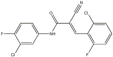 N1-(3-chloro-4-fluorophenyl)-3-(2-chloro-6-fluorophenyl)-2-cyanoacrylamide Struktur