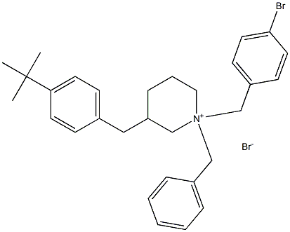 1-benzyl-1-(4-bromobenzyl)-3-[4-(tert-butyl)benzyl]piperidinium bromide Struktur