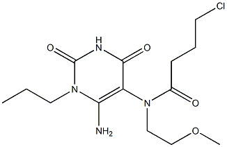 N-(6-amino-2,4-dioxo-1-propyl-1,2,3,4-tetrahydropyrimidin-5-yl)-4-chloro-N-(2-methoxyethyl)butanamide Struktur