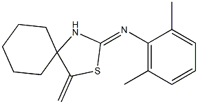 N1-(4-methylidene-3-thia-1-azaspiro[4.5]dec-2-yliden)-2,6-dimethylaniline Struktur