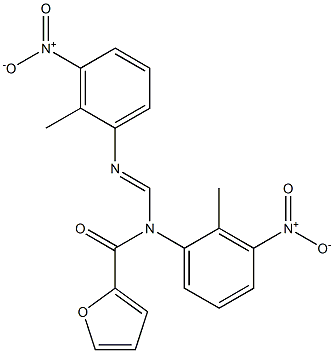 N2-(2-methyl-3-nitrophenyl)-N2-{[(2-methyl-3-nitrophenyl)imino]methyl}-2-furamide Struktur