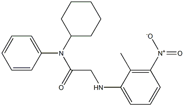 N1-cyclohexyl-N1-phenyl-2-(2-methyl-3-nitroanilino)acetamide Struktur