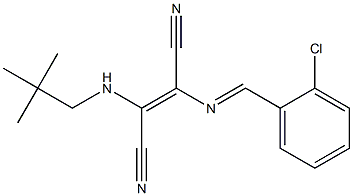 2-[(2-chlorobenzylidene)amino]-3-(neopentylamino)but-2-enedinitrile Struktur