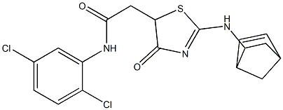 N1-(2,5-dichlorophenyl)-2-[2-(bicyclo[2.2.1]hept-5-en-2-ylamino)-4-oxo-4,5-dihydro-1,3-thiazol-5-yl]acetamide Struktur