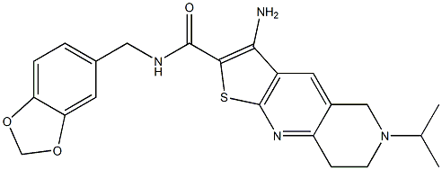 3-amino-N-(1,3-benzodioxol-5-ylmethyl)-6-isopropyl-5,6,7,8-tetrahydrothieno[2,3-b][1,6]naphthyridine-2-carboxamide Struktur