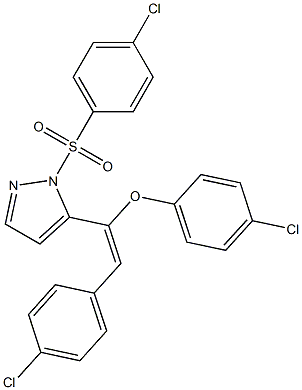 5-[1-(4-chlorophenoxy)-2-(4-chlorophenyl)vinyl]-1-[(4-chlorophenyl)sulfonyl]-1H-pyrazole Struktur