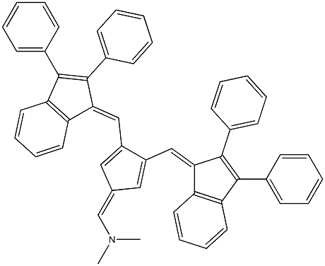 N-({3,4-di[(2,3-diphenyl-1H-inden-1-yliden)methyl]cyclopenta-2,4-dienyliden}methyl)-N,N-dimethylamine Struktur