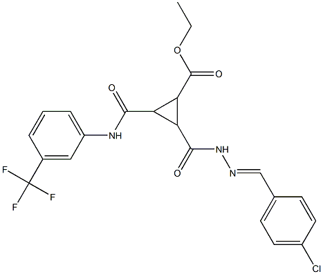 ethyl 2-({2-[(4-chlorophenyl)methylene]hydrazino}carbonyl)-3-{[3-(trifluoromethyl)anilino]carbonyl}cyclopropanecarboxylate Struktur