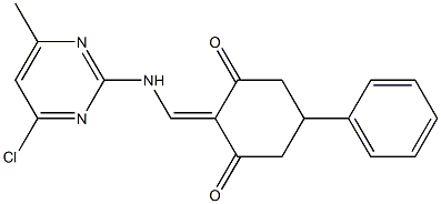 2-{[(4-chloro-6-methyl-2-pyrimidinyl)amino]methylene}-5-phenyl-1,3-cyclohexanedione Struktur