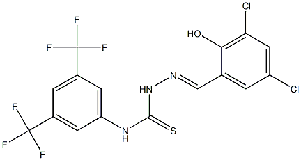 N1-[3,5-di(trifluoromethyl)phenyl]-2-(3,5-dichloro-2-hydroxybenzylidene)hydrazine-1-carbothioamide Struktur