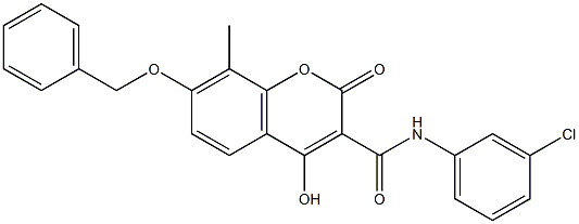 N3-(3-chlorophenyl)-7-(benzyloxy)-4-hydroxy-8-methyl-2-oxo-2H-chromene-3-carboxamide Struktur