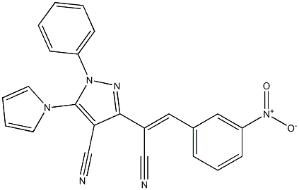 3-[1-cyano-2-(3-nitrophenyl)vinyl]-1-phenyl-5-(1H-pyrrol-1-yl)-1H-pyrazole-4-carbonitrile Struktur