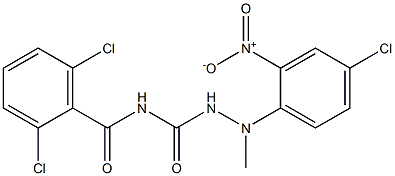 N1-(2,6-dichlorobenzoyl)-2-(4-chloro-2-nitrophenyl)-2-methylhydrazine-1-carboxamide Struktur