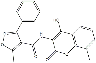 N4-(4-hydroxy-8-methyl-2-oxo-2H-chromen-3-yl)-5-methyl-3-phenylisoxazole-4-carboxamide Struktur