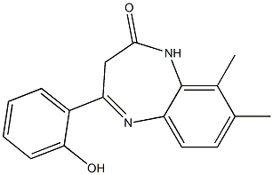 4-(2-hydroxyphenyl)-8,9-dimethyl-2,3-dihydro-1H-1,5-benzodiazepin-2-one Struktur