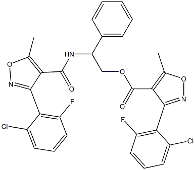 2-({[3-(2-chloro-6-fluorophenyl)-5-methyl-4-isoxazolyl]carbonyl}amino)-2-phenylethyl 3-(2-chloro-6-fluorophenyl)-5-methyl-4-isoxazolecarboxylate Struktur