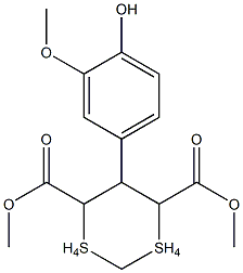 dimethyl 5-(4-hydroxy-3-methoxyphenyl)-1,1,3,3-tetraoxo-1lambda~6~,3lambda~6~-dithiane-4,6-dicarboxylate Struktur