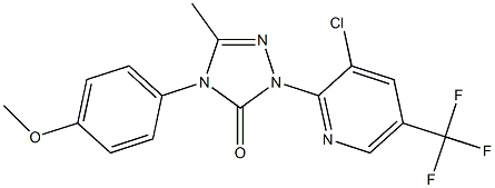 2-[3-chloro-5-(trifluoromethyl)-2-pyridinyl]-4-(4-methoxyphenyl)-5-methyl-2,4-dihydro-3H-1,2,4-triazol-3-one Struktur