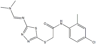 N1-(4-chloro-2-methylphenyl)-2-[(5-{[(dimethylamino)methylidene]amino}-1,3,4-thiadiazol-2-yl)thio]acetamide Struktur