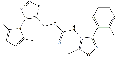 [3-(2,5-dimethyl-1H-pyrrol-1-yl)-2-thienyl]methyl N-[3-(2-chlorophenyl)-5-m ethylisoxazol-4-yl]carbamate Struktur