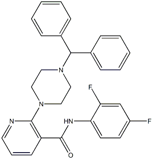 2-(4-benzhydrylpiperazino)-N-(2,4-difluorophenyl)nicotinamide Struktur