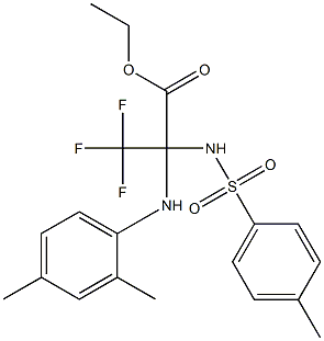 ethyl 2-(2,4-dimethylanilino)-3,3,3-trifluoro-2-{[(4-methylphenyl)sulfonyl]amino}propanoate Struktur