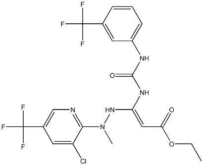 ethyl 3-{2-[3-chloro-5-(trifluoromethyl)-2-pyridinyl]-2-methylhydrazino}-3-({[3-(trifluoromethyl)anilino]carbonyl}amino)acrylate Struktur