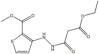 methyl 3-[2-(3-ethoxy-3-oxopropanoyl)hydrazino]thiophene-2-carboxylate Struktur