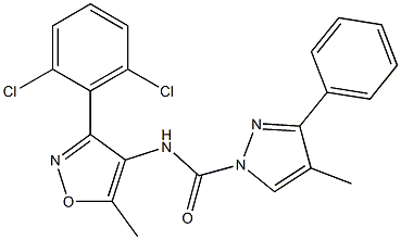 N1-[3-(2,6-dichlorophenyl)-5-methylisoxazol-4-yl]-4-methyl-3-phenyl-1H-pyrazole-1-carboxamide Struktur