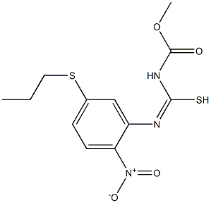 N-[2-nitro-5-(propylthio)phenyl]-[(methoxycarbonyl)amino]methanimidothioic acid Struktur