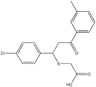 2-{[1-(4-chlorophenyl)-3-(3-methylphenyl)-3-oxopropyl]thio}acetic acid Struktur