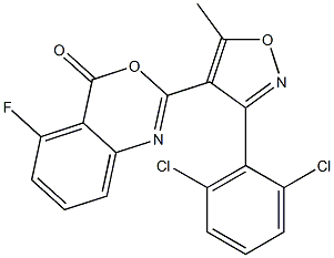 2-[3-(2,6-dichlorophenyl)-5-methylisoxazol-4-yl]-5-fluoro-4H-3,1-benzoxazin-4-one Struktur