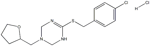 6-[(4-chlorobenzyl)thio]-3-(tetrahydrofuran-2-ylmethyl)-1,2,3,4-tetrahydro-1,3,5-triazine hydrochloride Struktur