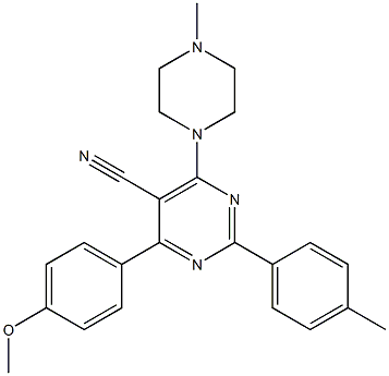 4-(4-methoxyphenyl)-2-(4-methylphenyl)-6-(4-methylpiperazino)-5-pyrimidinecarbonitrile Struktur