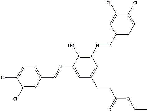 ethyl 3-{3,5-di[(3,4-dichlorobenzylidene)amino]-4-hydroxyphenyl}propanoate Struktur